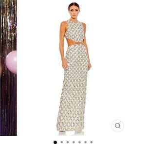 NWT Mac Duggal Embellished High Neck Cut Out Gown